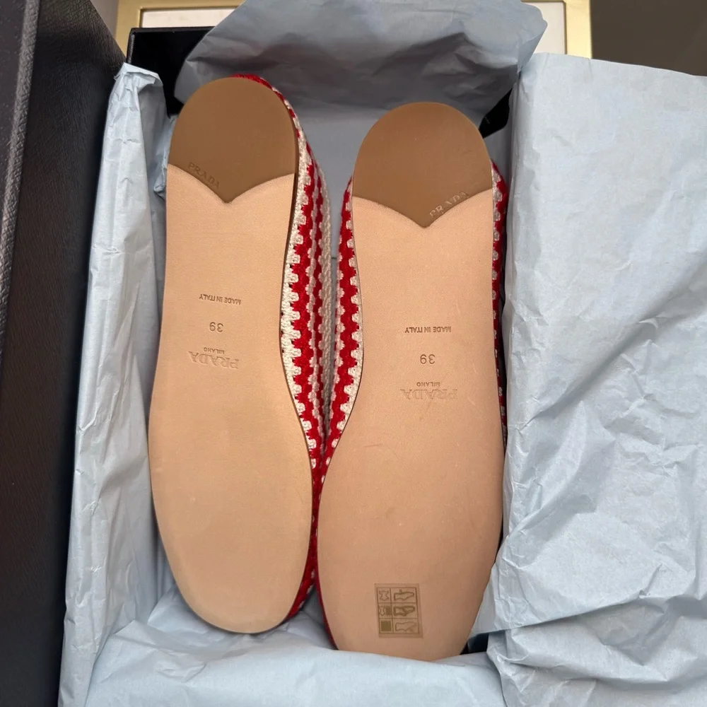 Prada Red and White Crochet Loafers. BNWT - Picture 7 of 12